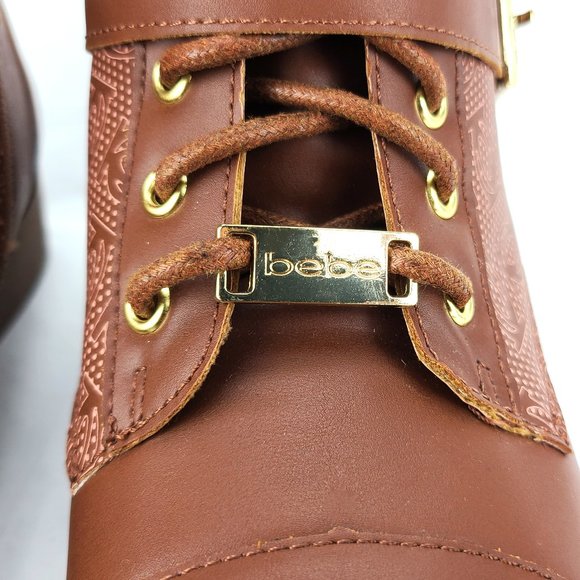 Bebe Women's Ofeibea Logo Ankle Boots Comba size 8 - Picture 4 of 10